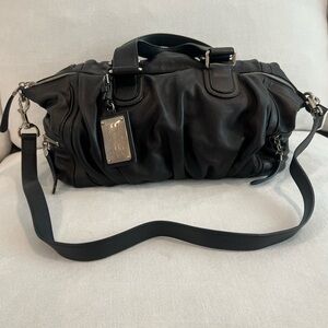 Dolce & Gabbana Black Ruched Leather Satchel Crossbody Bag